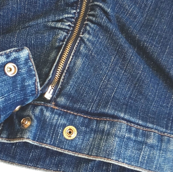 BCBGMAXAZRIA Ombre Denim Long Sleeve Zip Up Fitted Blue Jean Jacket Blazer XS - Picture 12 of 16